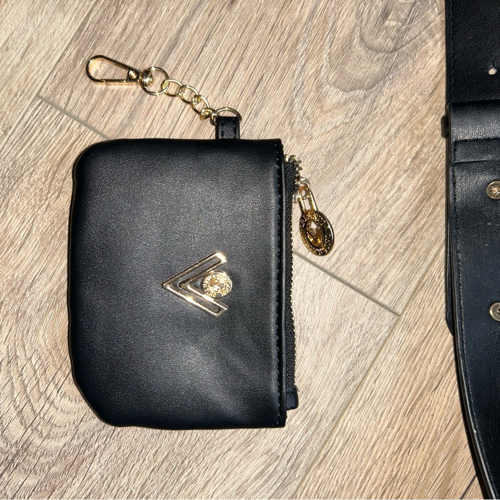 2pcs Valentino Orlandi Black Quilted Crossbody Bag + Matching Wallet Set - Picture 9 of 9